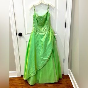 Green Beaded Prom Dress